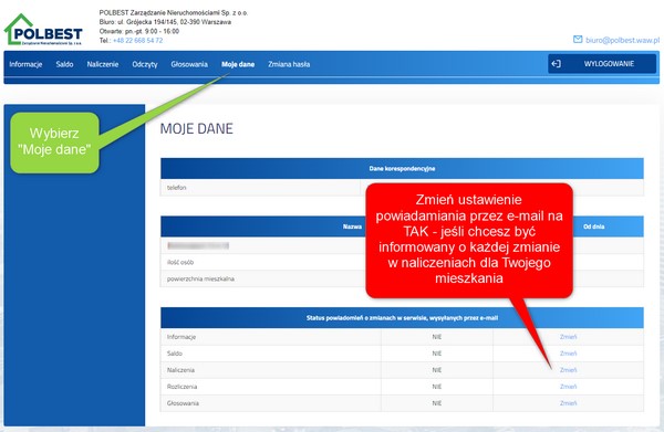 e-kartoteka.info zmiana ustawień konta