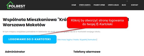 logowanie do e-kartoteki ze strefy klienta Polbest
